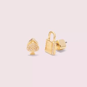 NWT KATE SPADE Pave Asymmetrical Lock Studs